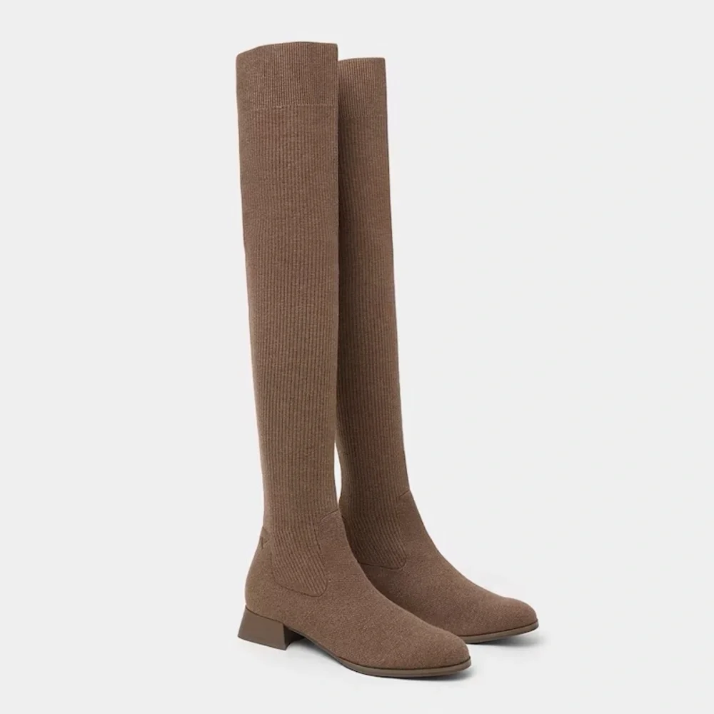 NEW VIVAIA Madeline Round-Toe Over-the-Knee Wool Boots